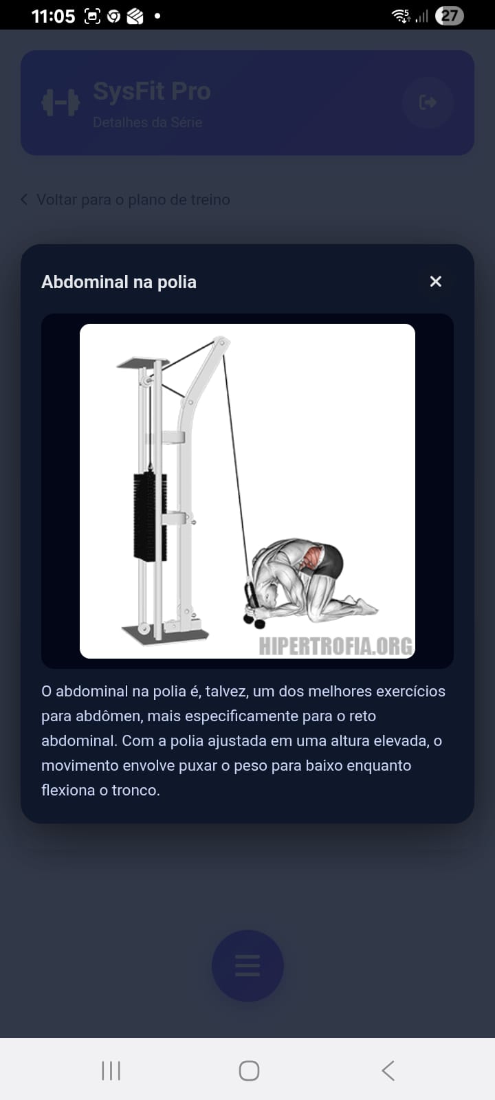 Tela do App SysFit Mobile